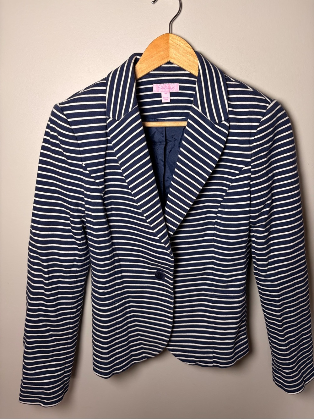 Lilly Pulitzer Navy White Striped Blazer Jacket Size M